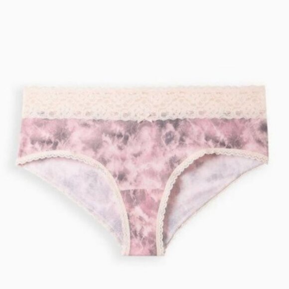 WIDE LACE TRIM CHEEKY PANTY - COTTON LACE PINK size 4 - Picture 1 of 2